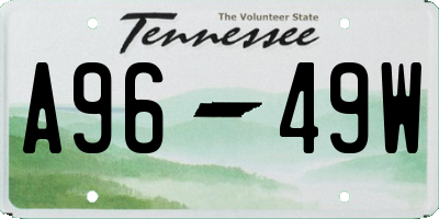 TN license plate A9649W