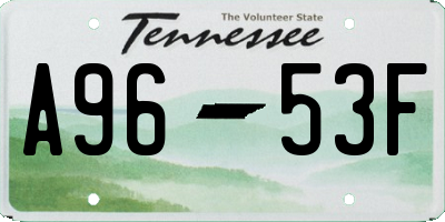 TN license plate A9653F
