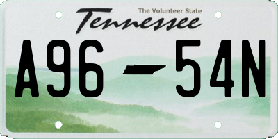 TN license plate A9654N