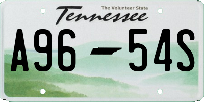 TN license plate A9654S