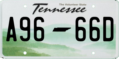 TN license plate A9666D