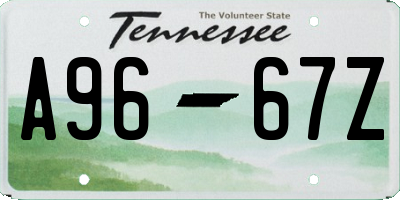 TN license plate A9667Z
