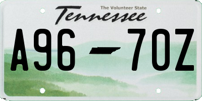 TN license plate A9670Z