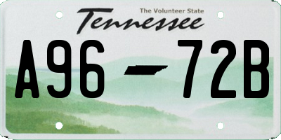 TN license plate A9672B
