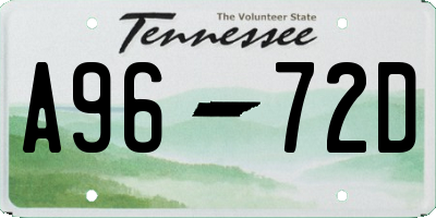 TN license plate A9672D