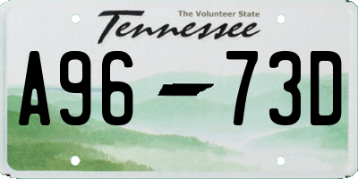 TN license plate A9673D