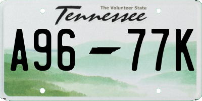 TN license plate A9677K