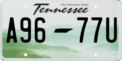 TN license plate A9677U