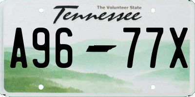 TN license plate A9677X
