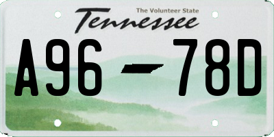 TN license plate A9678D