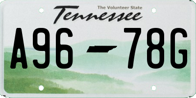 TN license plate A9678G