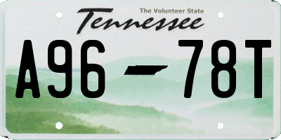 TN license plate A9678T