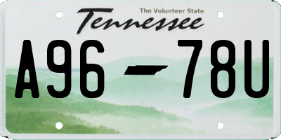 TN license plate A9678U