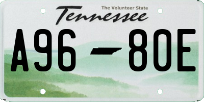 TN license plate A9680E