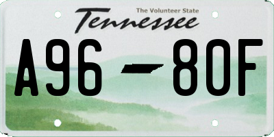TN license plate A9680F