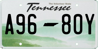 TN license plate A9680Y