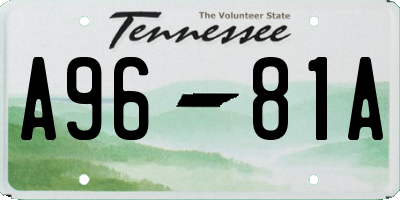 TN license plate A9681A