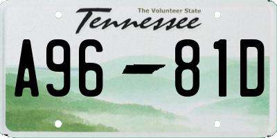 TN license plate A9681D