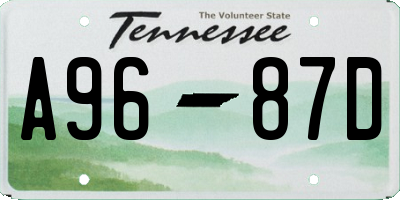 TN license plate A9687D