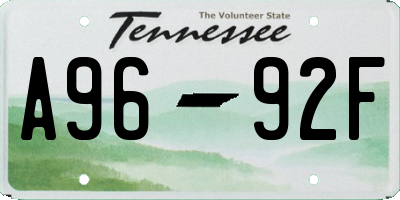 TN license plate A9692F