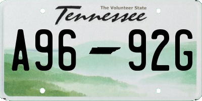 TN license plate A9692G