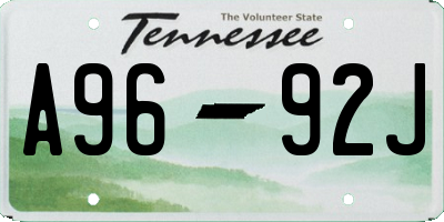 TN license plate A9692J
