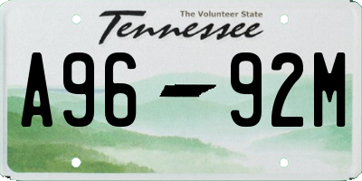 TN license plate A9692M
