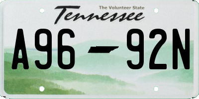 TN license plate A9692N