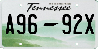 TN license plate A9692X