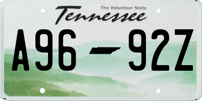 TN license plate A9692Z