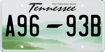 TN license plate A9693B