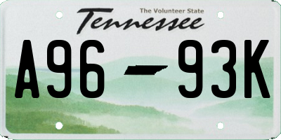 TN license plate A9693K