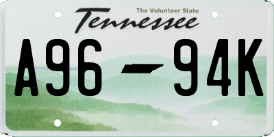 TN license plate A9694K