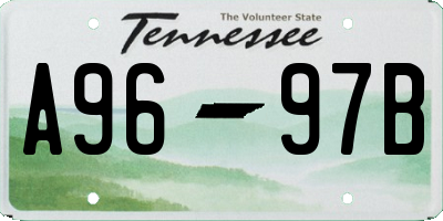 TN license plate A9697B