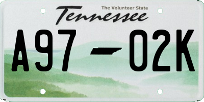 TN license plate A9702K