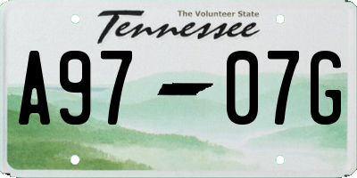 TN license plate A9707G