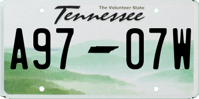 TN license plate A9707W