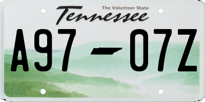 TN license plate A9707Z