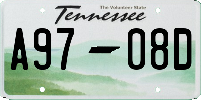 TN license plate A9708D