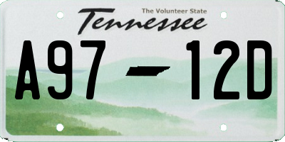 TN license plate A9712D