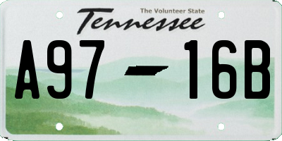 TN license plate A9716B