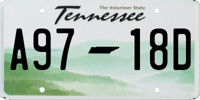 TN license plate A9718D