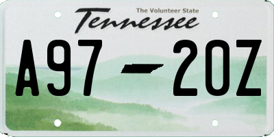 TN license plate A9720Z