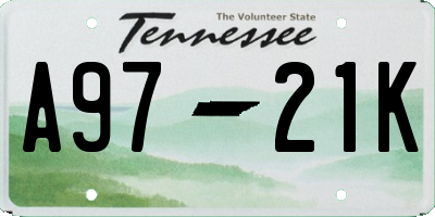 TN license plate A9721K