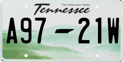 TN license plate A9721W