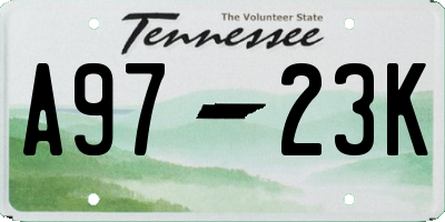 TN license plate A9723K