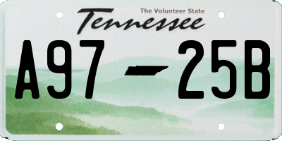 TN license plate A9725B