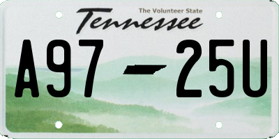 TN license plate A9725U