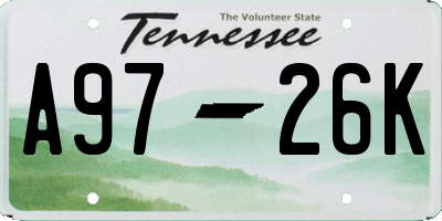 TN license plate A9726K