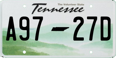 TN license plate A9727D